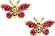 Mignonette Butterfly Birthstone Gold Earrings