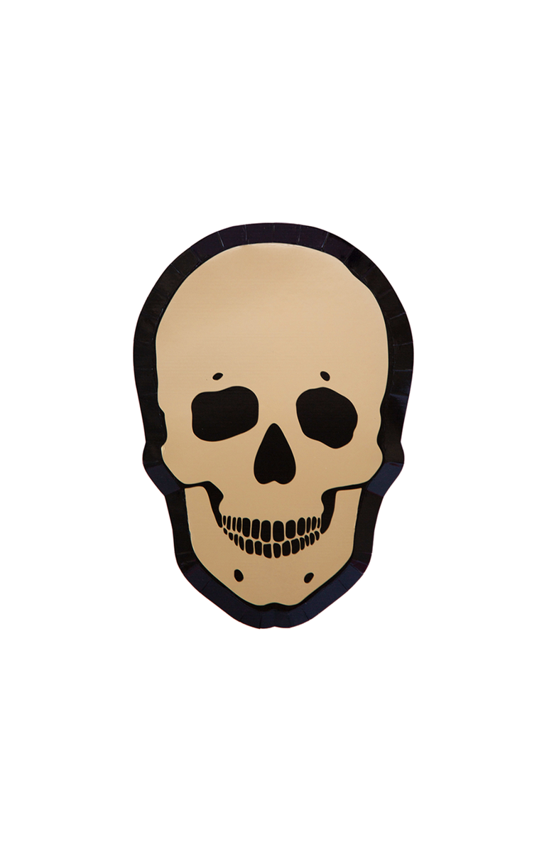 Jollity & Co. Gold Skull Plates, Main, color, Small Dessert Plates - 7"