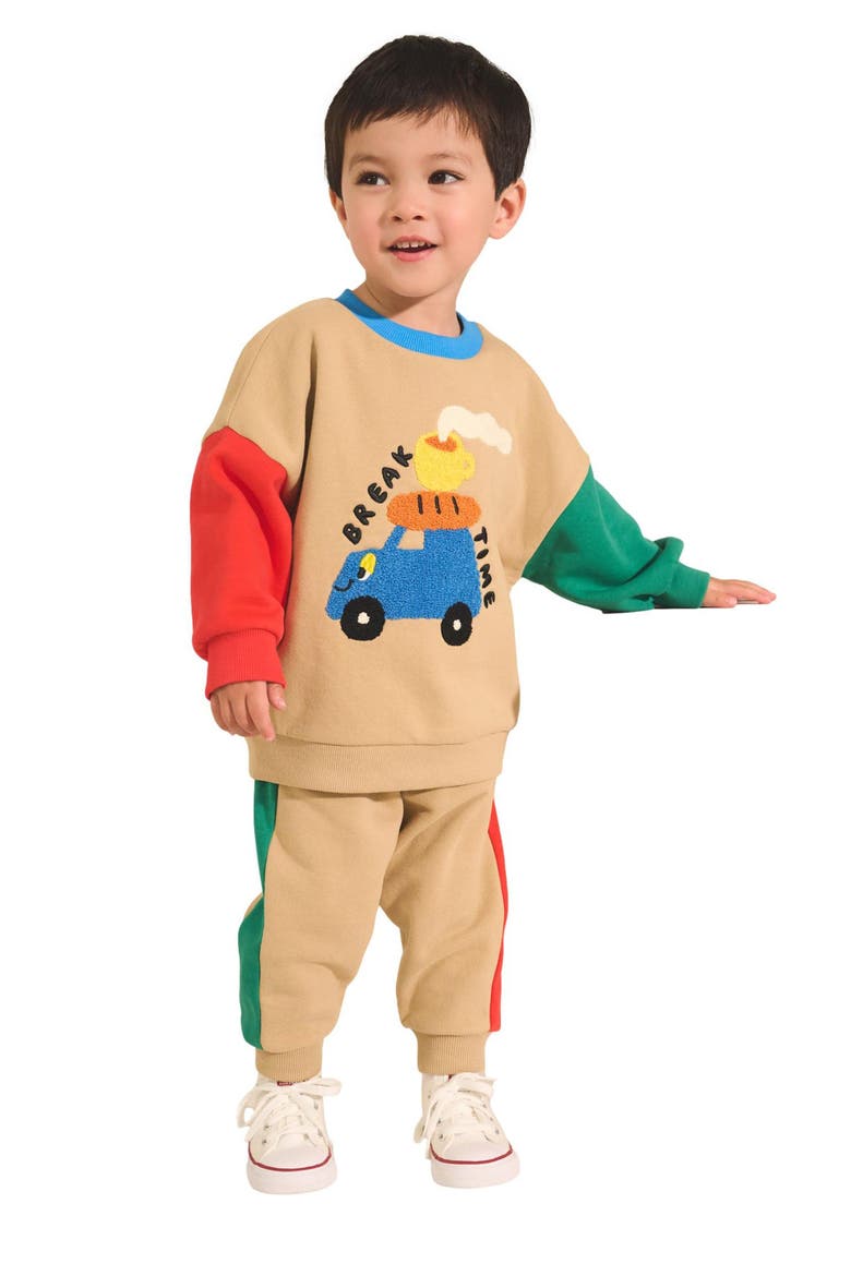 Kids' Break Time Sweatshirt & Joggers Set, Alternate, color, TAN