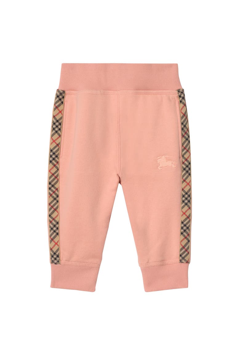 Check Trim Cotton Jogging Pants, Main, color, Slipper pink