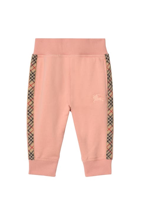 Check Trim Cotton Jogging Pants