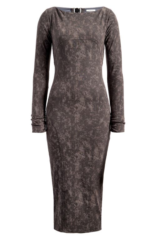 Mistress Rocks Open Back Long Sleeve Midi Dress In Dark Grey