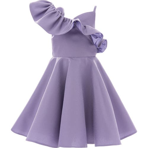 Tulleen Off-shoulder Ruffled Dress In Purple