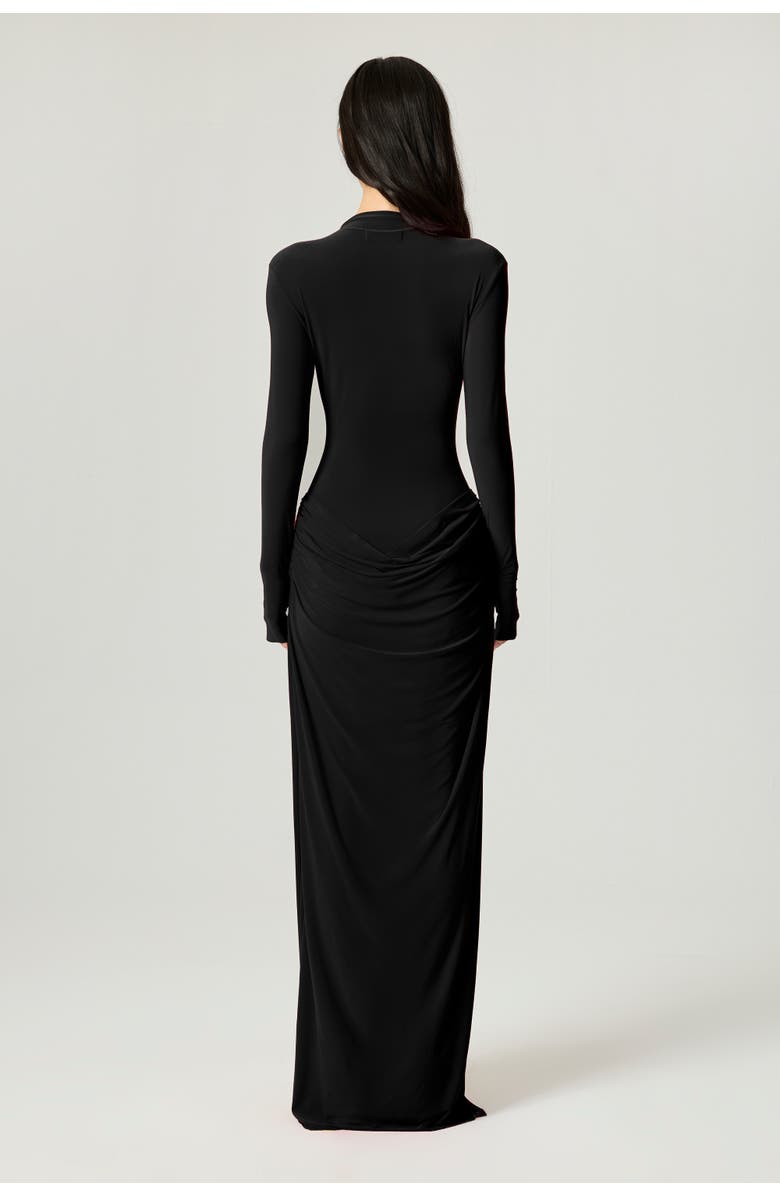 Nocturne High-Neck Ruched Maxi Dress, Alternate, color,