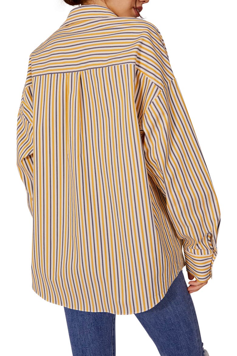 Ex-Boyfriend Stripe Oversized Button-Up Shirt, Alternate, color, YELLOW MULTI