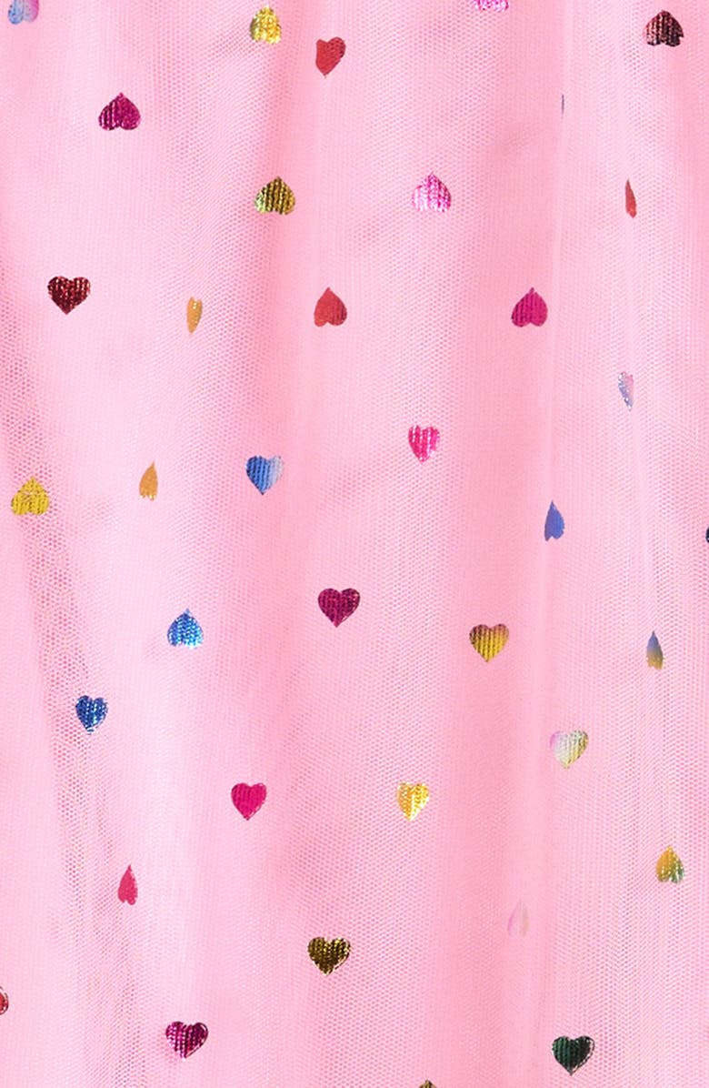 Ava & Yelly Kids' Foil Heart Mesh Trapeze Party Dress, Alternate, color, Pink