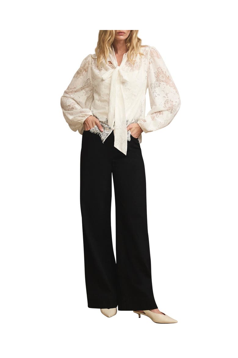 Lace Pussybow Blouse, Main, color, Ivory
