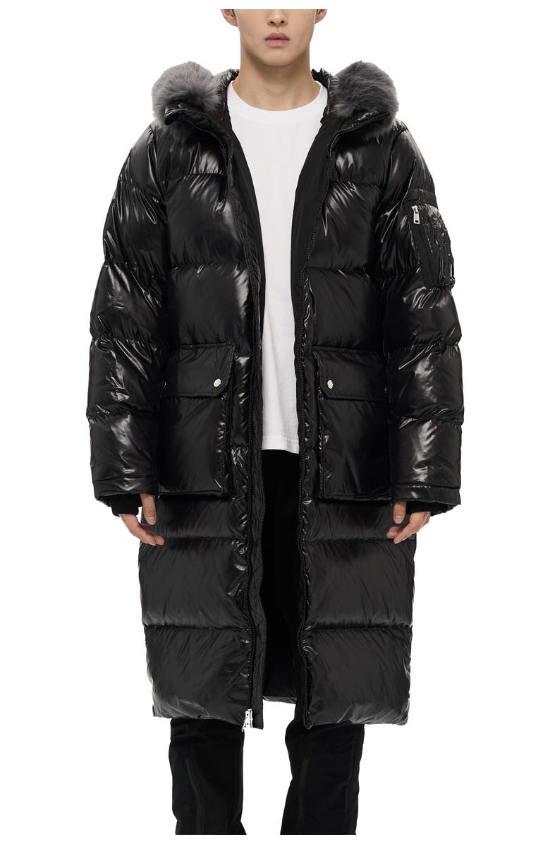 AlphaStyle Audet Mens Long Hooded Down Parka, Main, color, Black