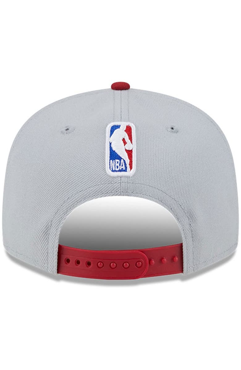 New Era Men's New Era Gray/Red Miami Heat Tip-Off Two-Tone 9FIFTY Snapback Hat, Alternate, color, 