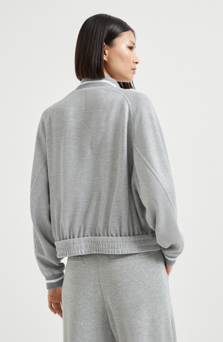 Brunello Cucinelli Sparkling piqué sweatshirt, Alternate, color, Silver