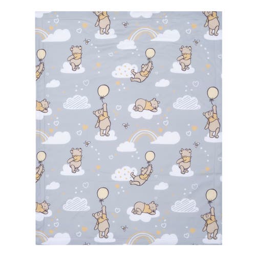 Lambs & Ivy Disney Baby Hunny Bear Winnie The Pooh Soft Faux Shearling Baby Blanket In Gray