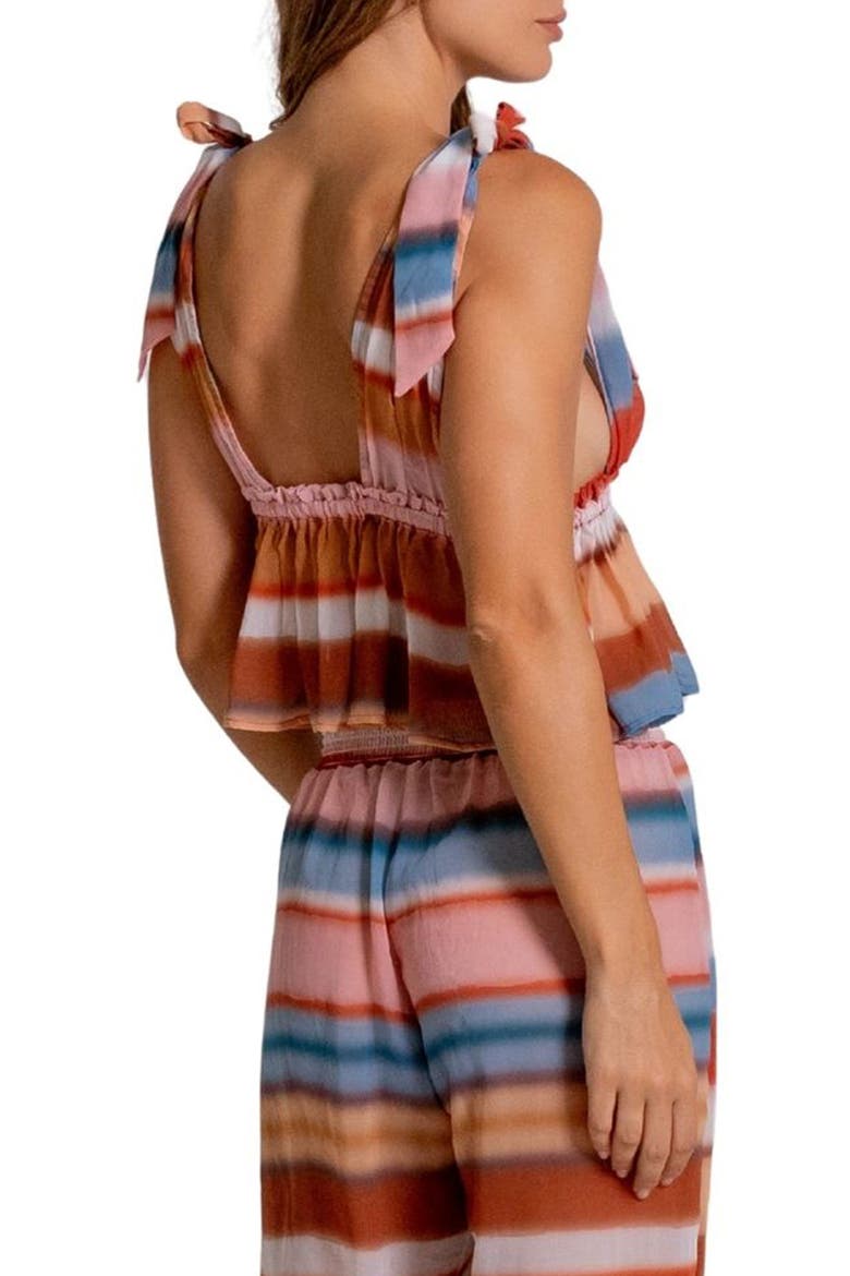 Ruffle Semisheer Crop Peplum Cover-Up Top, Alternate, color, MULTI