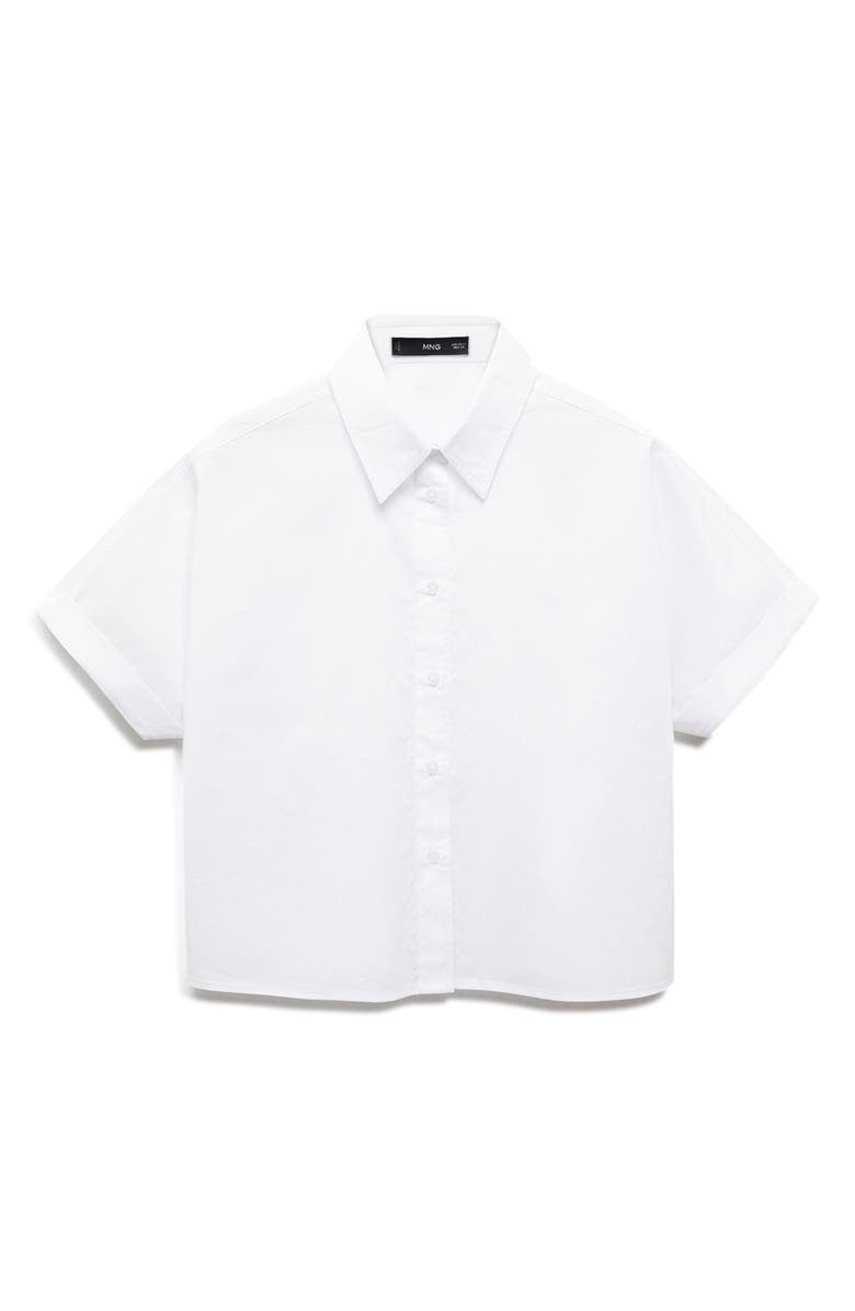 MANGO Crop Cotton Poplin Button-Up Shirt, Alternate, color, 