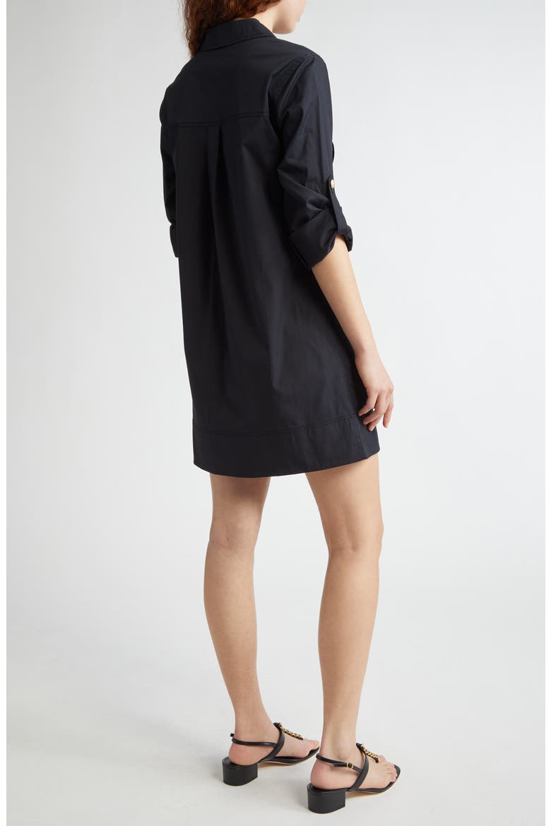 Saude Long Sleeve Stretch Cotton Dress, Alternate, color, BLACK