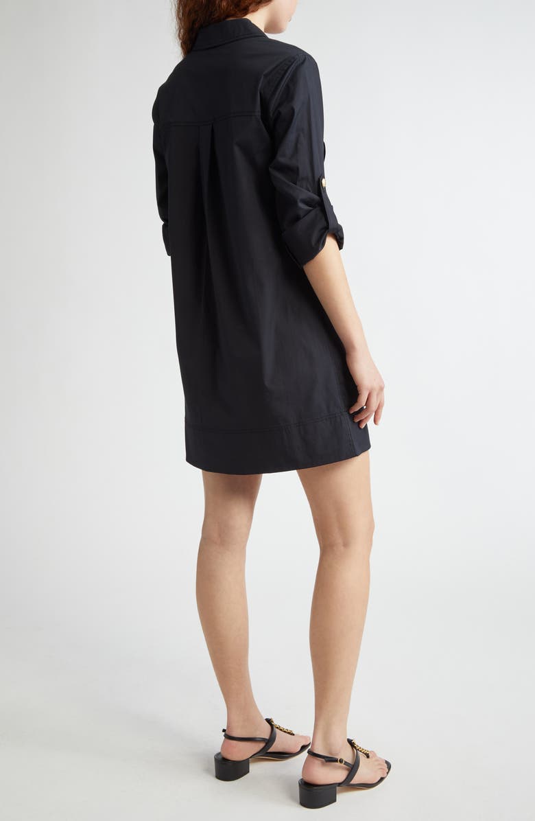 Veronica Beard Saude Long Sleeve Stretch Cotton Dress, Alternate, color, Black