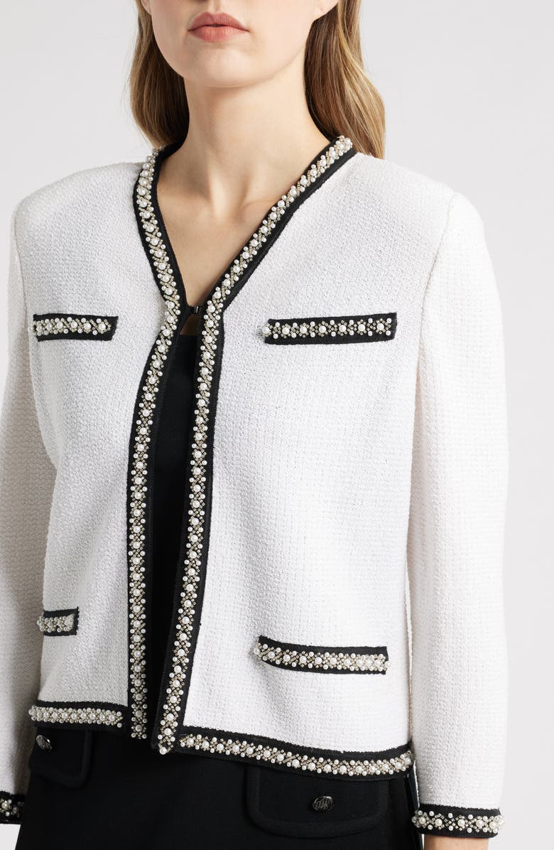 Ming Wang Faux Pearl & Crystal Detail Jacket, Alternate, color, 