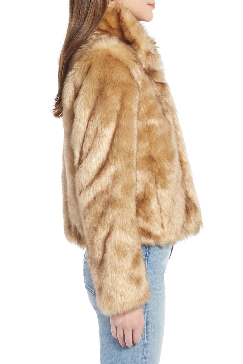 Faux Fur Crop Jacket (Nordstrom Exclusive), Alternate, color, TAN
