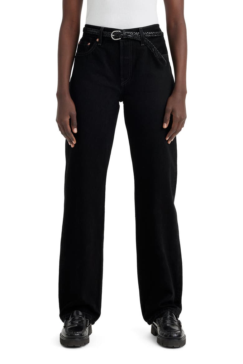 501® '90s High Waist Straight Leg Jeans, Main, color, RINSED BLACKTOP