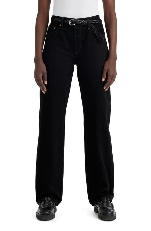 501® '90s High Waist Straight Leg Jeans (Rinsed Blacktop)