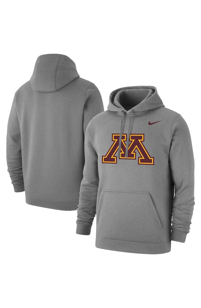 Nike Men's Nike Heather Gray Minnesota Golden Gophers Logo Club Pullover Hoodie, Main, color,