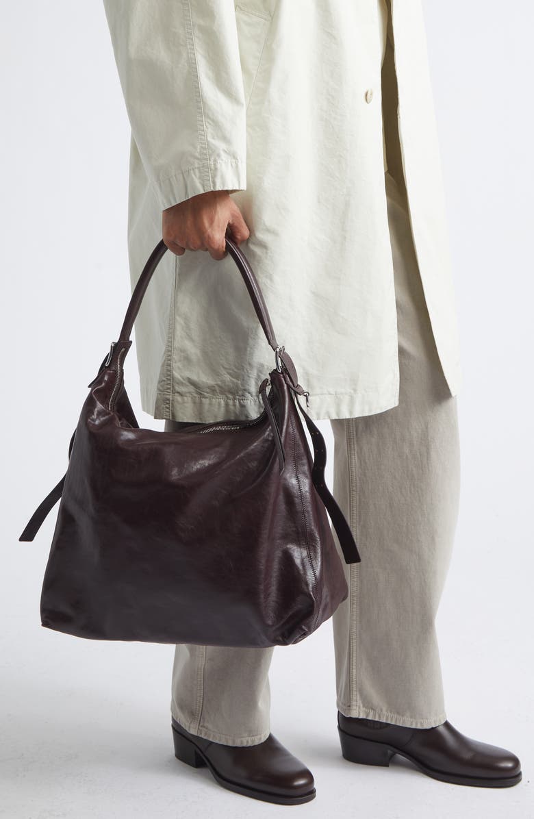 Lemaire Belted Leather Hobo Bag, Alternate, color, Chianti