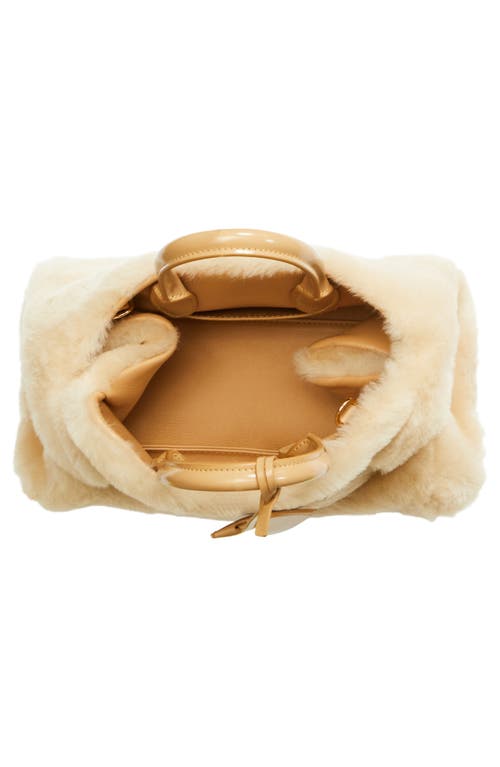Ferragamo Hug Small Shearling Tote Bag In Naturale/camel