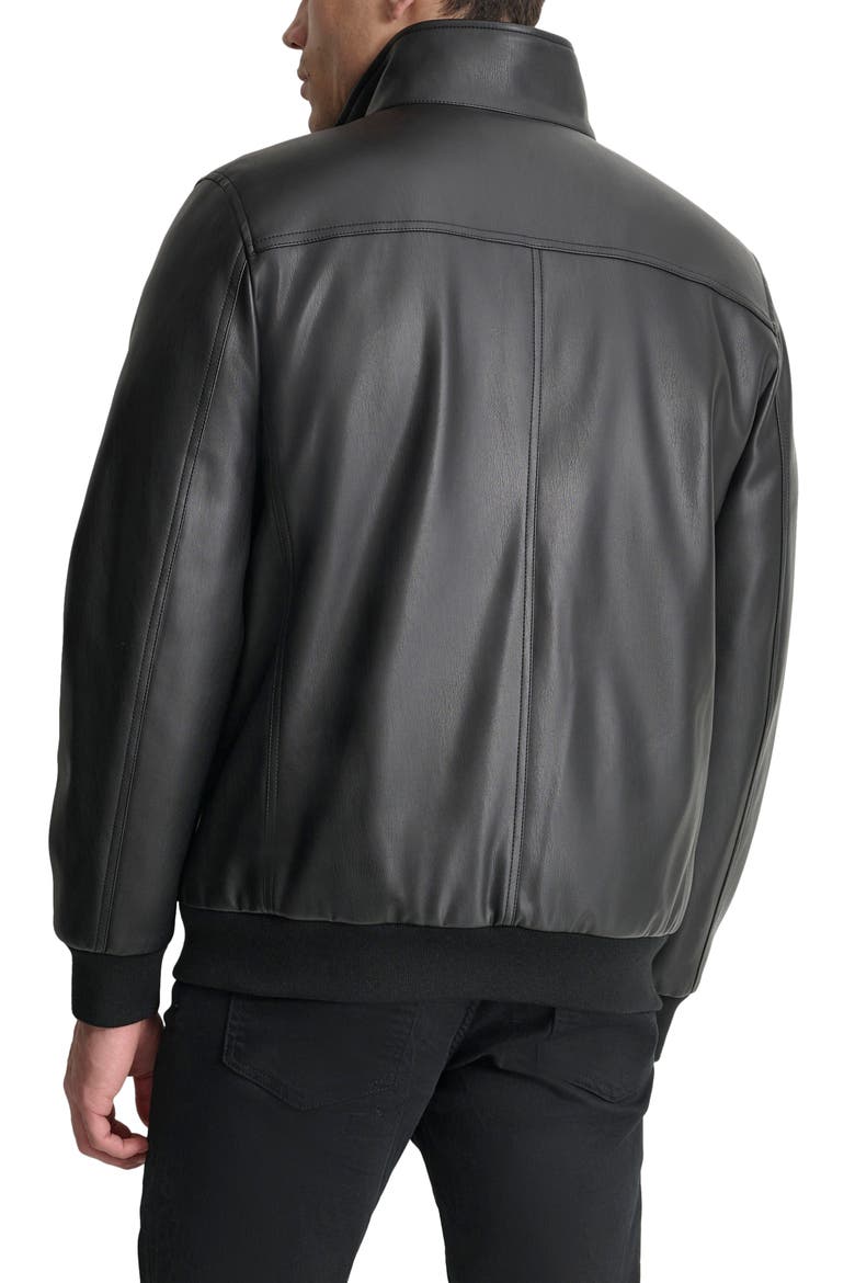 Faux Leather Bomber Jacket, Alternate, color, BLACK