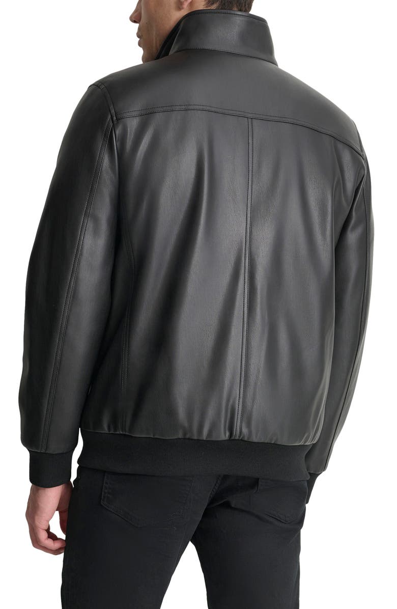 DKNY Faux Leather Bomber Jacket, Alternate, color, Black