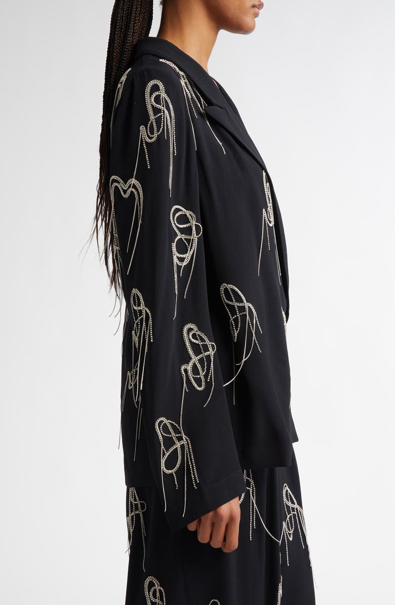 Dries Van Noten Caplana Crystal Chain Crepe Blazer, Alternate, color, 