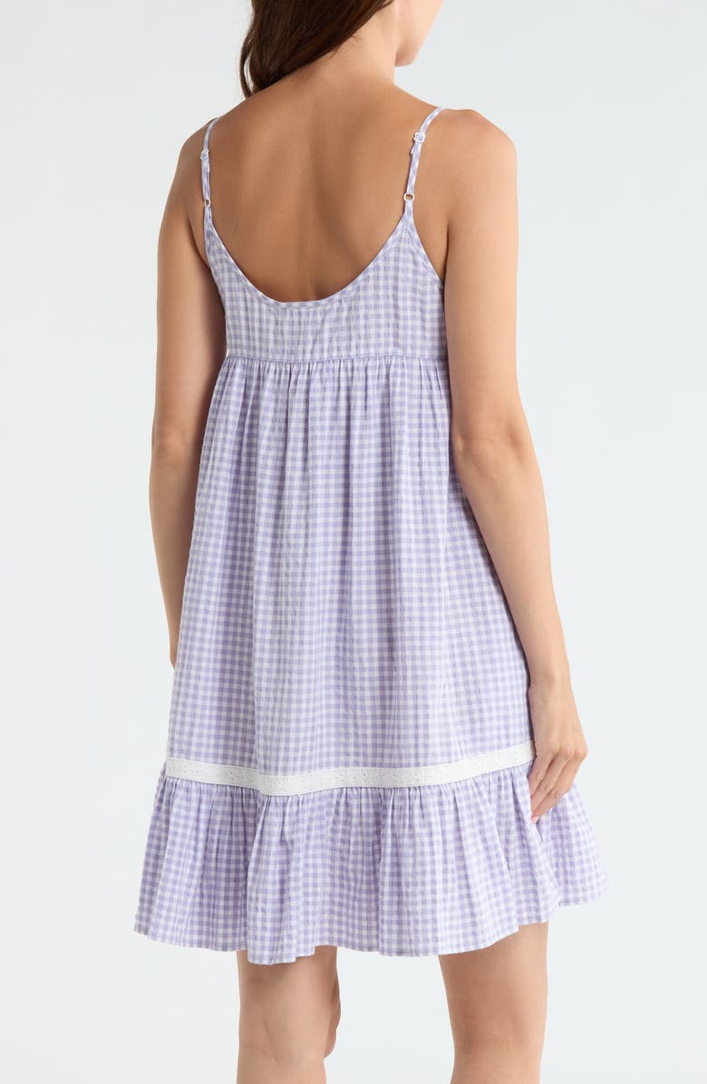 Papinelle Seersucker Ginngham Nightgown, Alternate, color, Soft Lavender