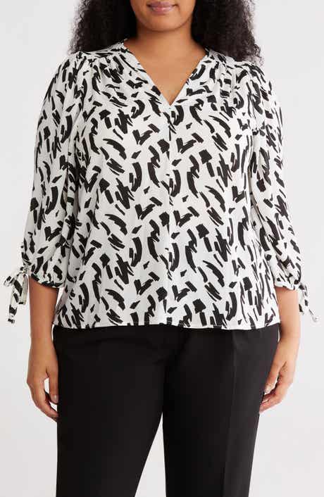 V-Neck Tie Cuff Popover Top