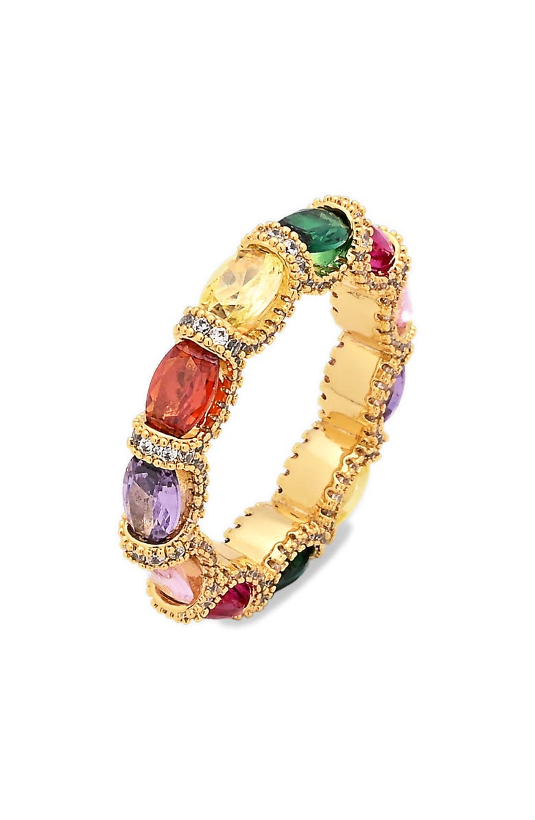 EYE CANDY LOS ANGELES Liora Rainbow Cubic Zirconia Eternity Ring, Main, color, Gold