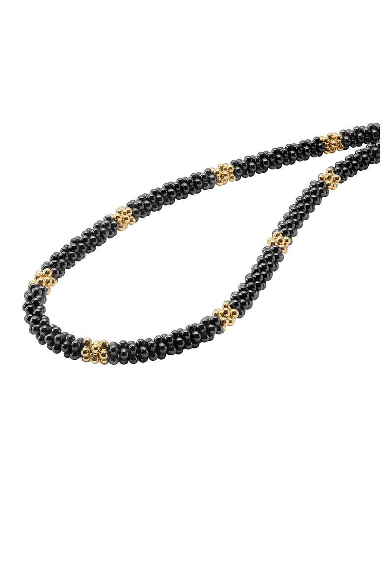 18K Gold & Black Caviar Bead Rope Necklace, Alternate, color, GOLD