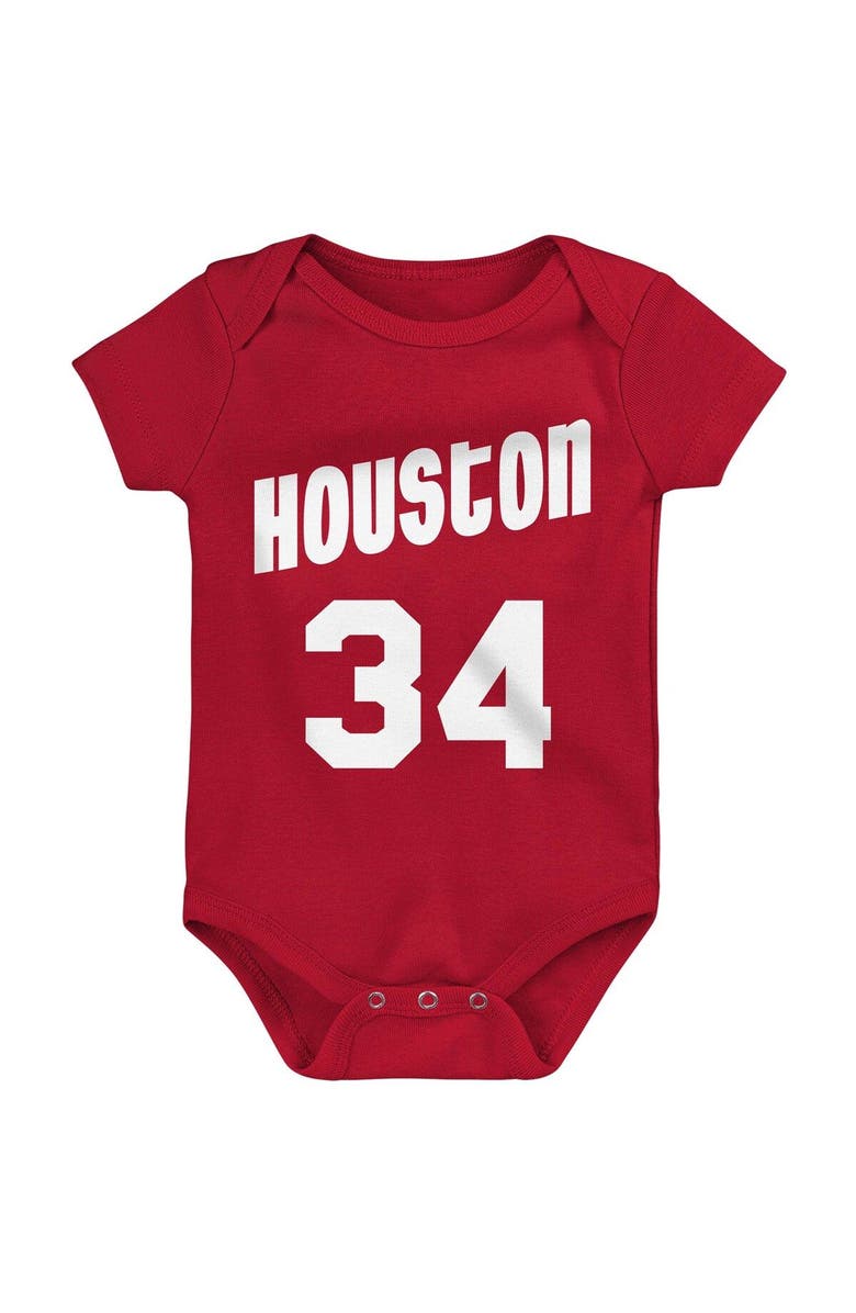 Mitchell & Ness Infant Mitchell & Ness Hakeem Olajuwon Red Houston Rockets Hardwood Classics Name & Number Bodysuit, Alternate, color, 