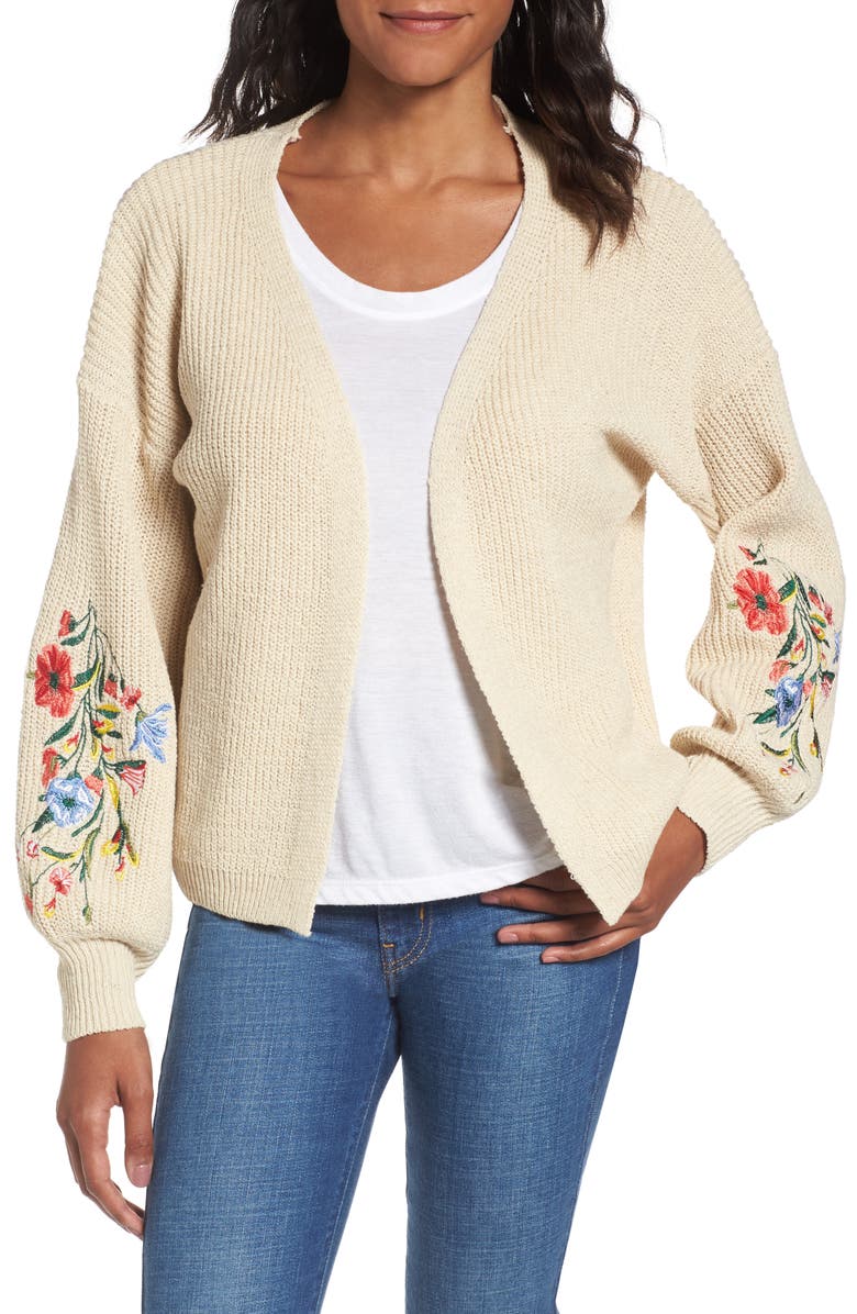 Woven Heart Embroidered Cardigan, Main, color,
