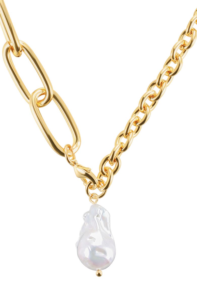 st. Moran Mixed Link Freshwater Pearl Pendant Necklace, Alternate, color, White