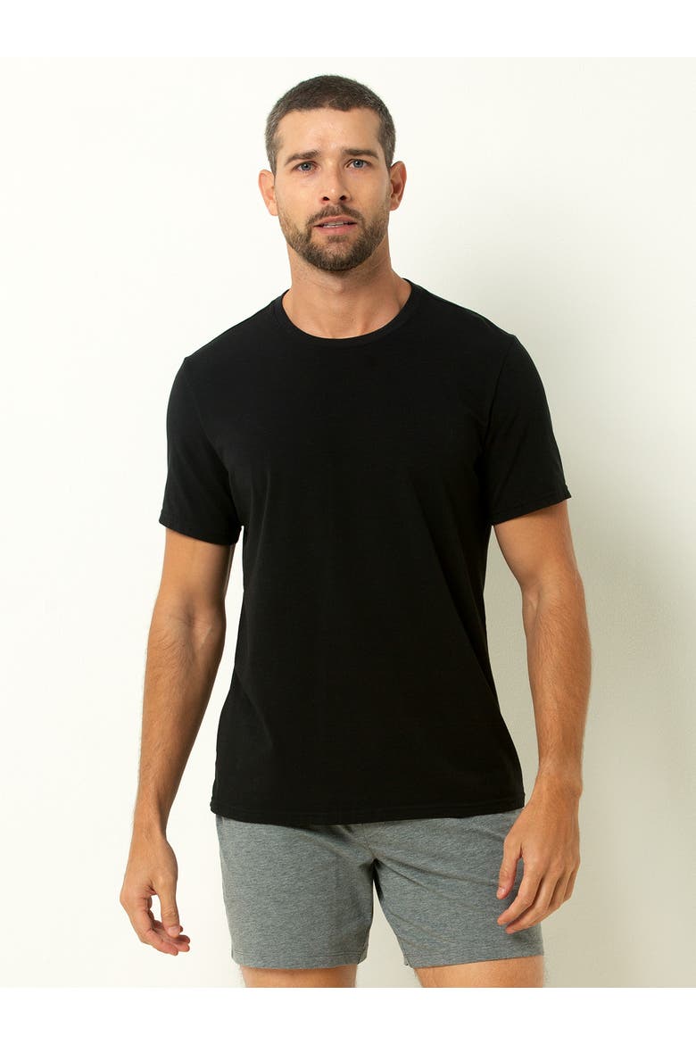 Cotton Modal Crew Neck T-Shirt 3-Pack, Alternate, color, Black
