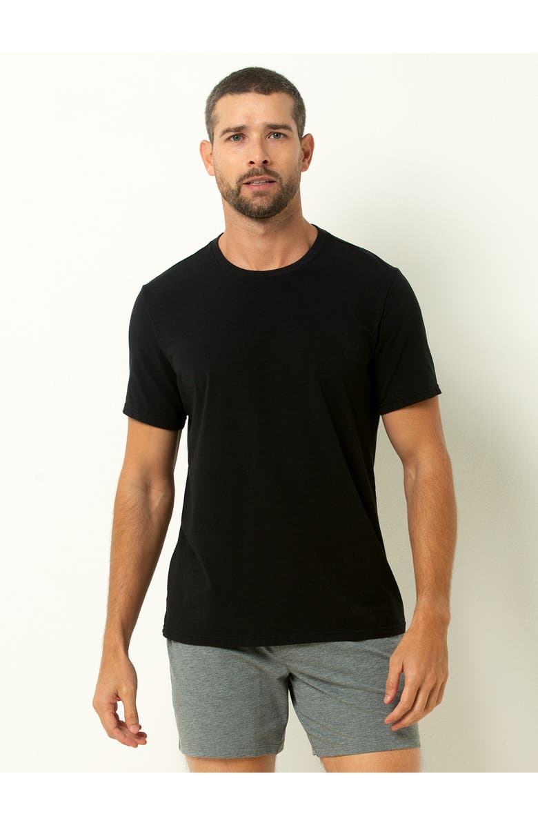 Single Stitch Cotton Modal Crew Neck T-Shirt 3-Pack, Alternate, color, Black