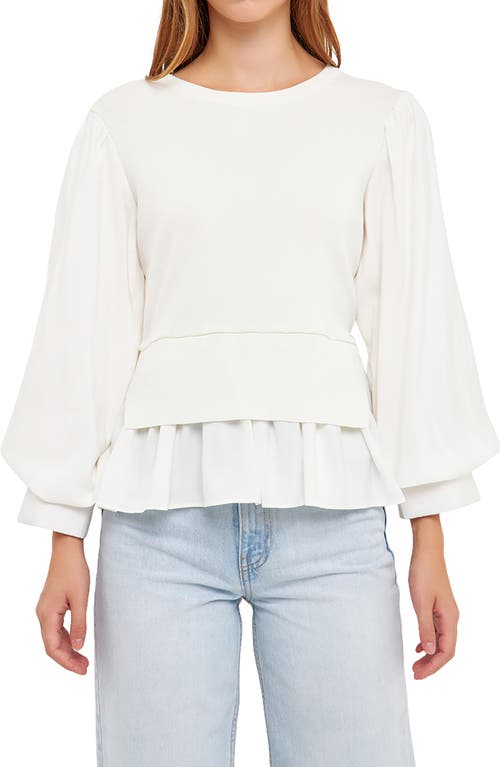 English Factory Layered Mixed Media Top In Cream/white