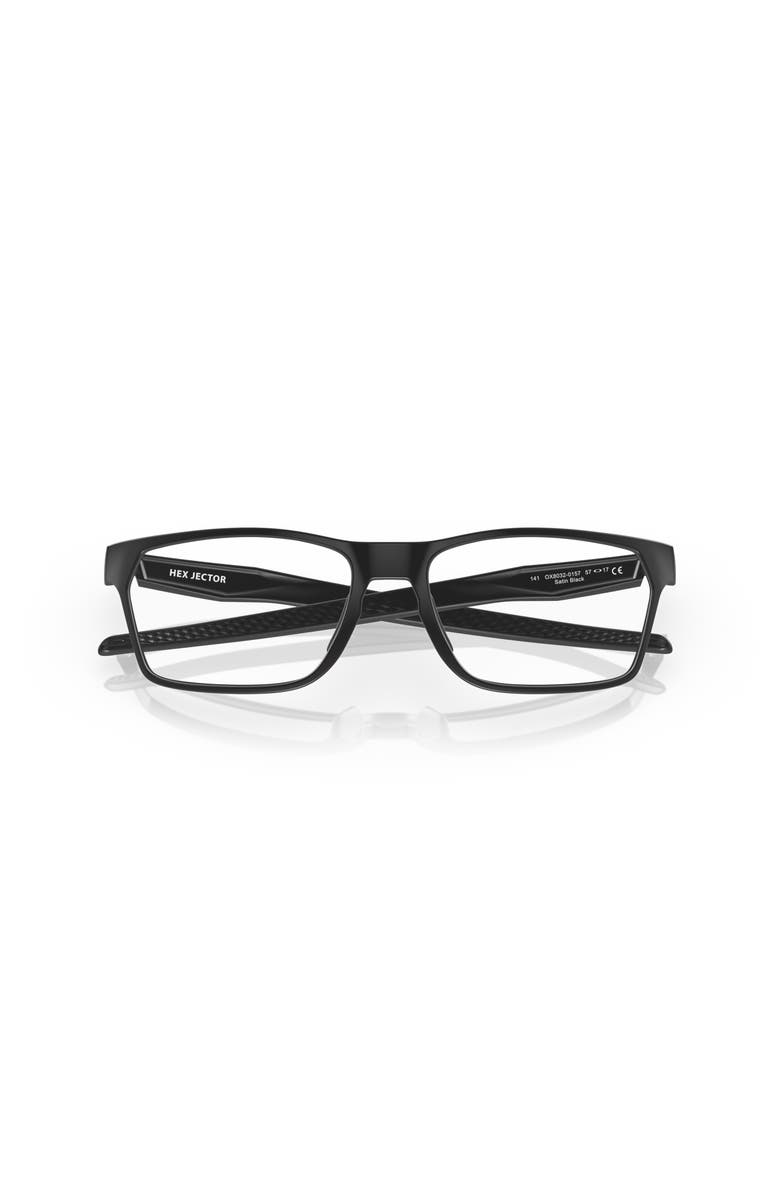 Oakley 57mm Rectangle optical glasses, Alternate, color, Black