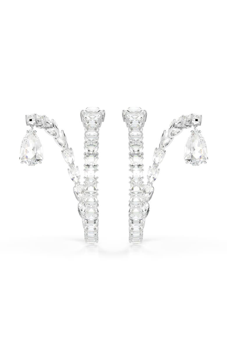 Swarovski Matrix Hoop Earrings, Main, color, Silver