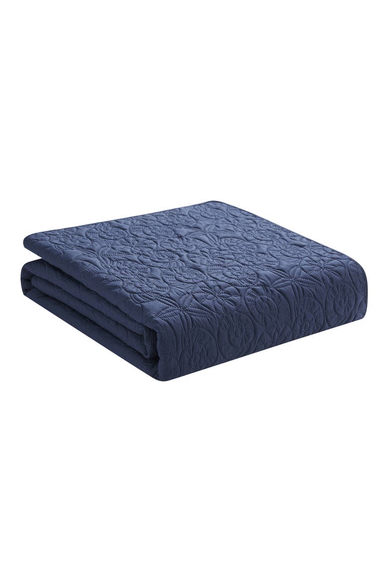 Seashell Solid 3-Piece Quilt Set, Alternate, color, NAVY