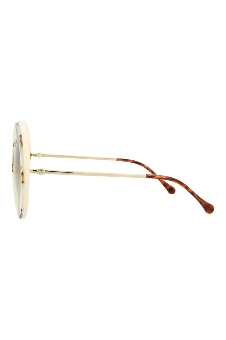GG0894S 61mm Round Sunglasses, Alternate, color, IVORY GOLD BROWN