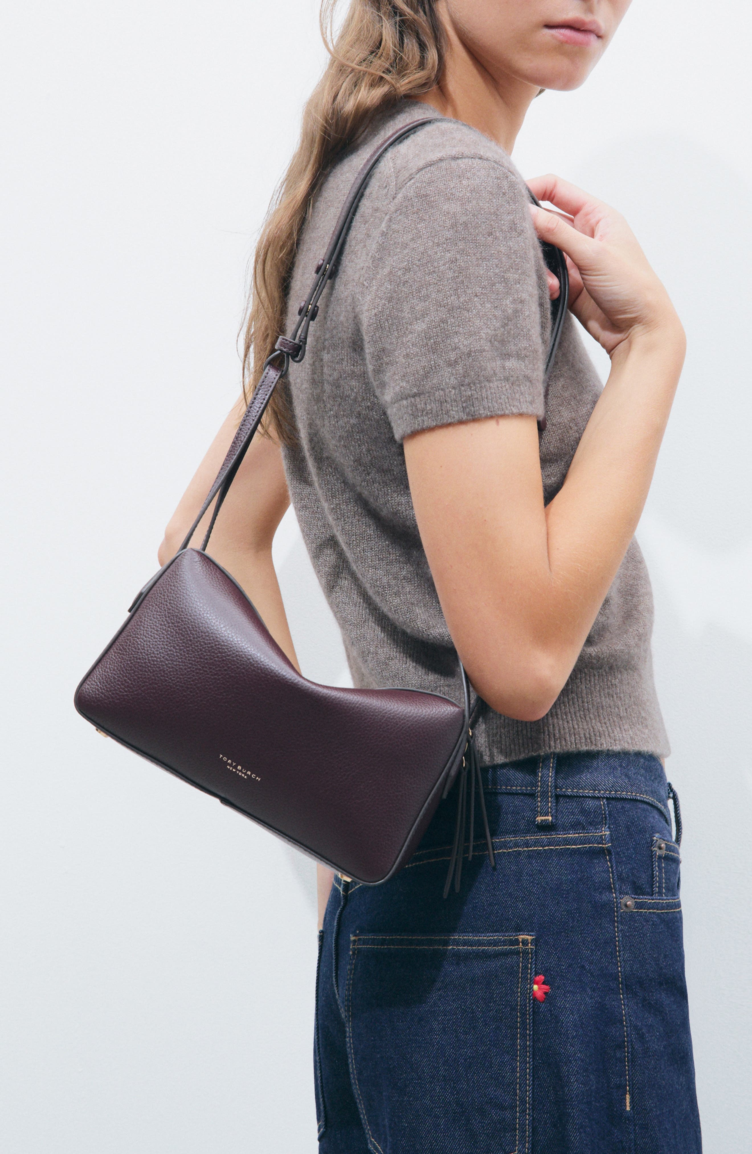 Perry Leather Crossbody Bag, Alternate, color, DARK CARMINE