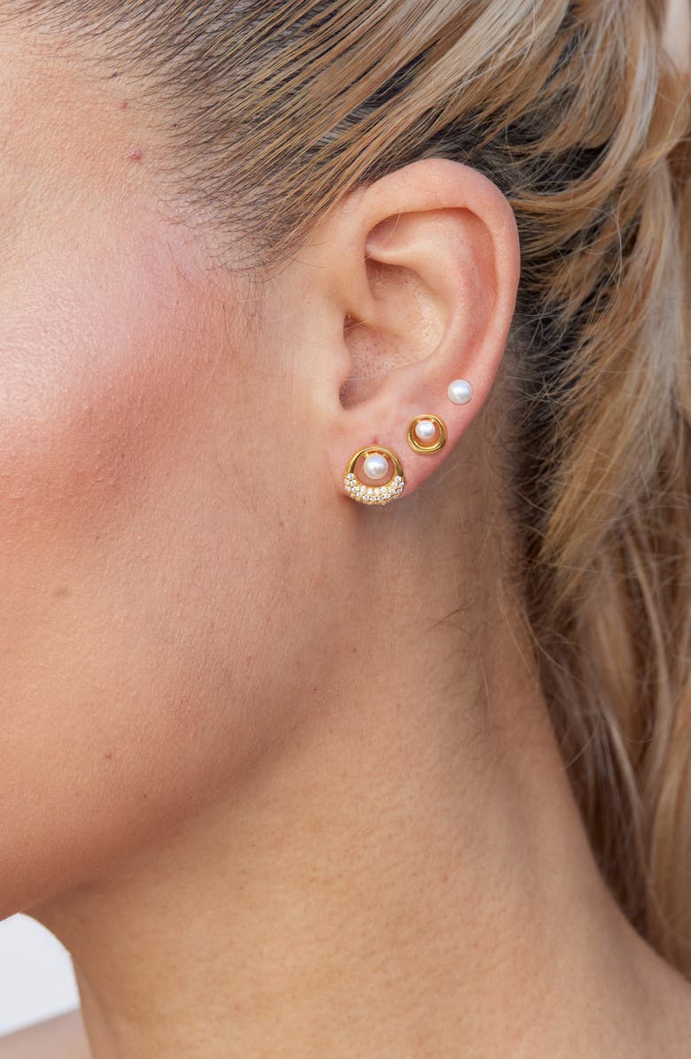 SAVVY CIE JEWELS 3-Pack Assorted Faux Pearl Stud Earrings, Alternate, color, Yellow