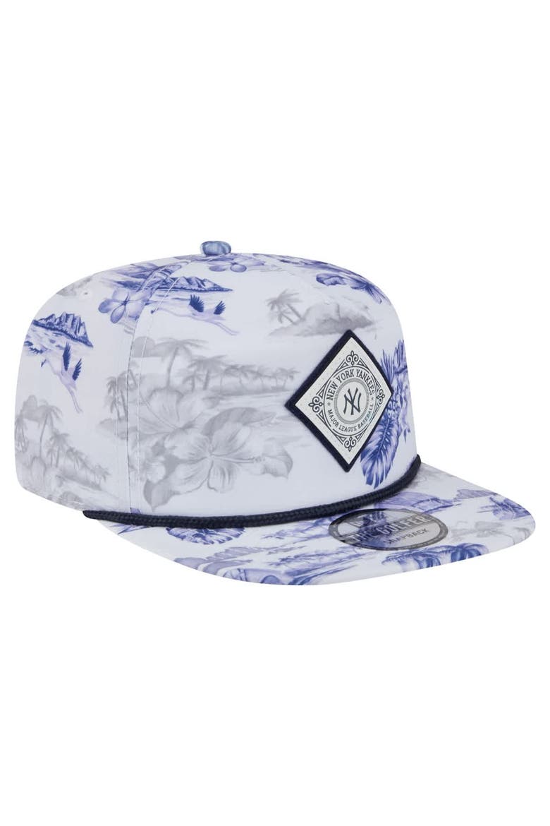 Men's New Era White New York Yankees Printed Island Golfer Snapback Hat, Alternate, color, White