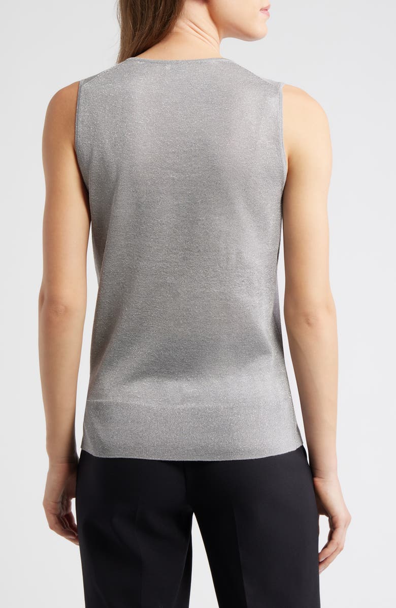 Anne Klein Metallic Sweater Tank, Alternate, color, Silver Grey Heather