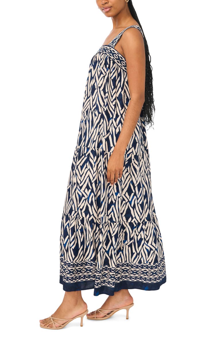Tie Back Maxi Dress, Alternate, color, NAVY/ BLUE/ IVORY