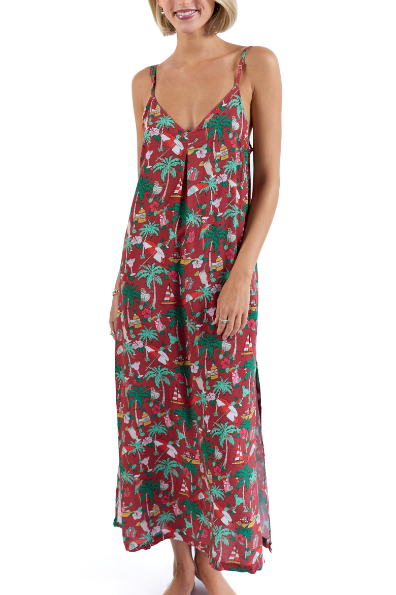 Margaritaville by Kenny Flowers - The Christmas Island Beach Dress, Main, color, Red