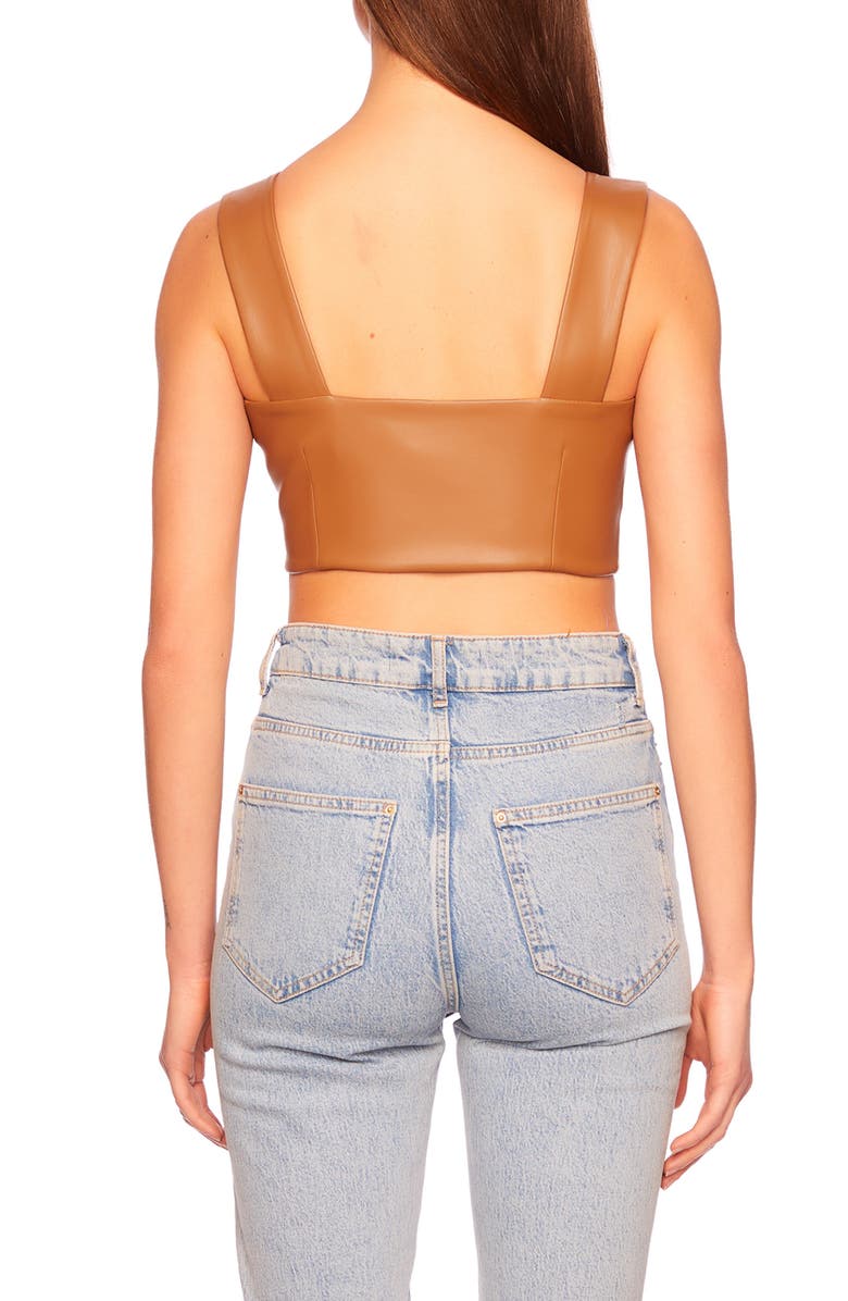 Susana Monaco Faux Leather Crop Tank, Alternate, color, Caramel
